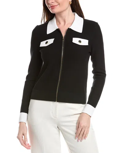 St John St. John Zip Front Collared Jacket In Black