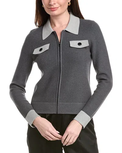 St John St. John Zip Front Collared Jacket In Gray