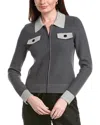 St John St. John Zip Front Collared Jacket In Gray