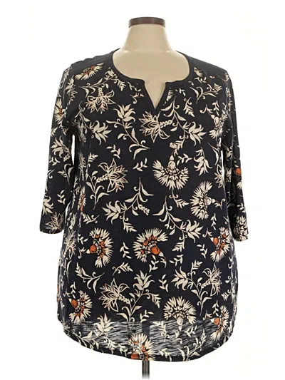 Pre-owned St. John's Bay 3/4 Sleeve Blouse In Black