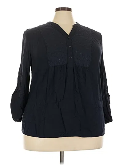 Pre-owned St. John's Bay 3/4 Sleeve Blouse In Black