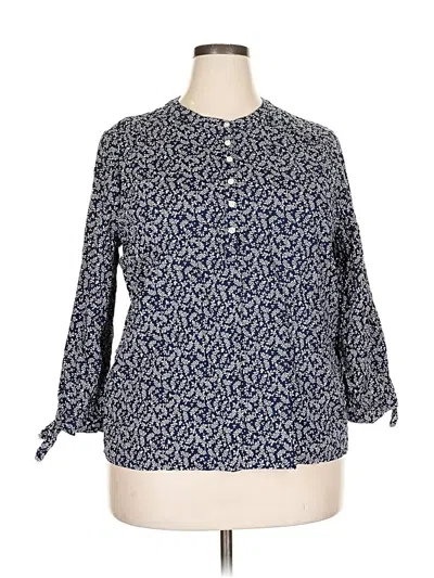 Pre-owned St. John's Bay 3/4 Sleeve Blouse In Blue