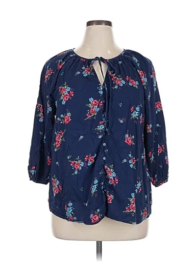 Pre-owned St. John's Bay 3/4 Sleeve Blouse In Blue