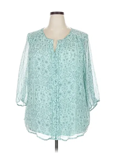 Pre-owned St. John's Bay 3/4 Sleeve Blouse In Blue