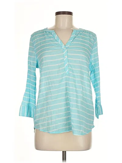 Pre-owned St. John's Bay 3/4 Sleeve Blouse In Blue