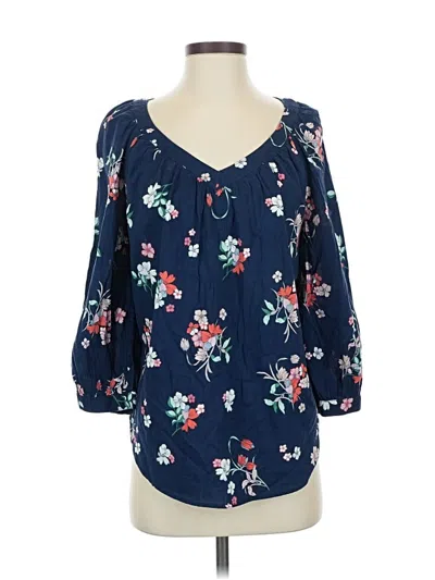 Pre-owned St. John's Bay 3/4 Sleeve Blouse In Blue