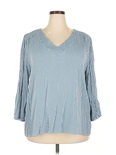 Pre-owned St. John's Bay 3/4 Sleeve Blouse In Blue