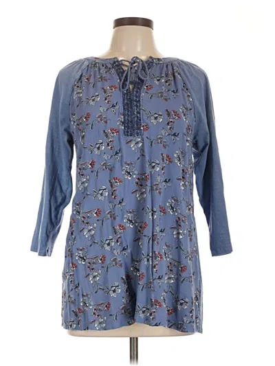 Pre-owned St. John's Bay 3/4 Sleeve Blouse In Blue