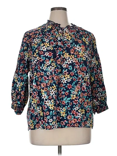 Pre-owned St. John's Bay 3/4 Sleeve Blouse In Blue