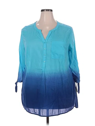 Pre-owned St. John's Bay 3/4 Sleeve Blouse In Blue