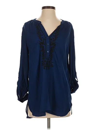 Pre-owned St. John's Bay 3/4 Sleeve Blouse In Blue
