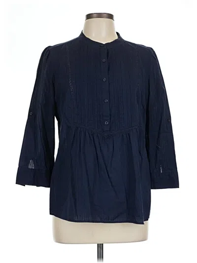 Pre-owned St. John's Bay 3/4 Sleeve Blouse In Blue