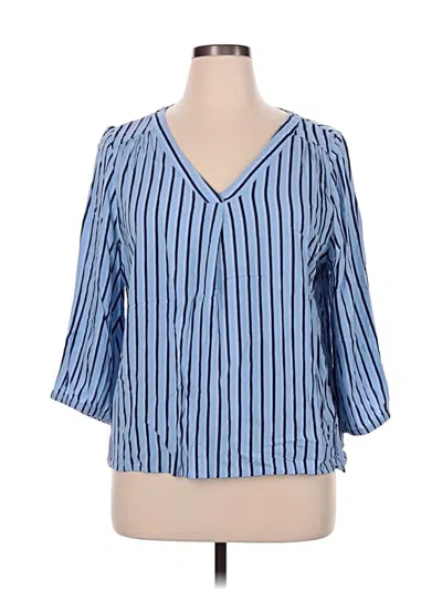 Pre-owned St. John's Bay 3/4 Sleeve Blouse In Blue