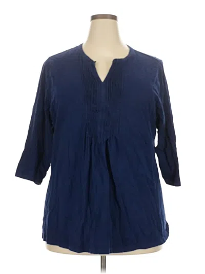 Pre-owned St. John's Bay 3/4 Sleeve Blouse In Blue
