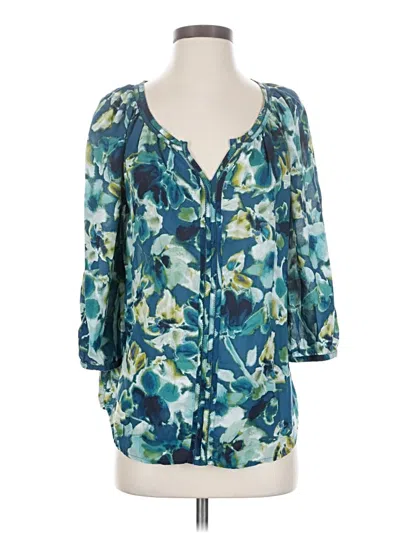 Pre-owned St. John's Bay 3/4 Sleeve Blouse In Blue