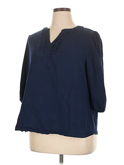 Pre-owned St. John's Bay 3/4 Sleeve Blouse In Blue