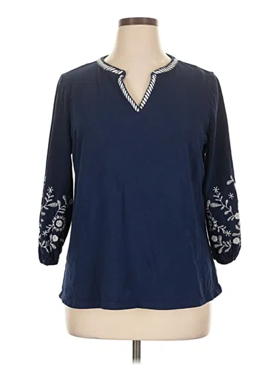Pre-owned St. John's Bay 3/4 Sleeve Blouse In Blue