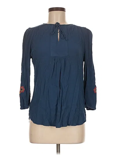 Pre-owned St. John's Bay 3/4 Sleeve Blouse In Blue