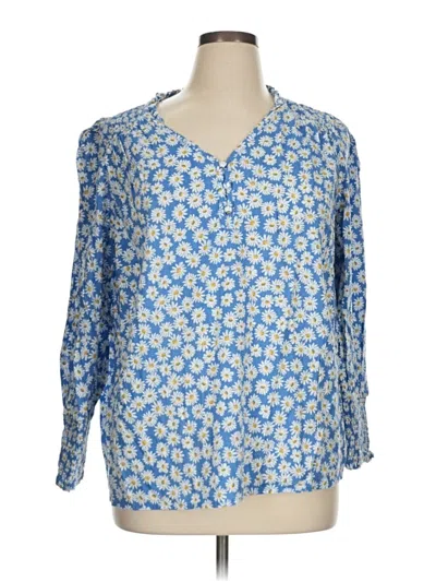 Pre-owned St. John's Bay 3/4 Sleeve Blouse In Blue
