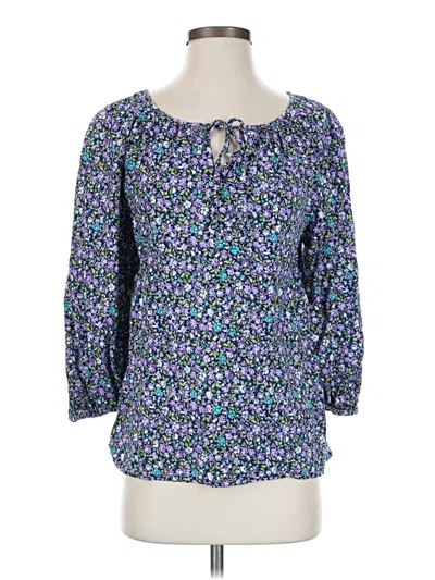 Pre-owned St. John's Bay 3/4 Sleeve Blouse In Blue