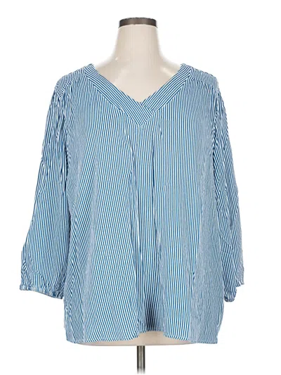 Pre-owned St. John's Bay 3/4 Sleeve Blouse In Blue