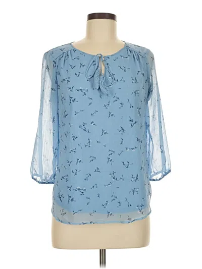 Pre-owned St. John's Bay 3/4 Sleeve Blouse In Blue