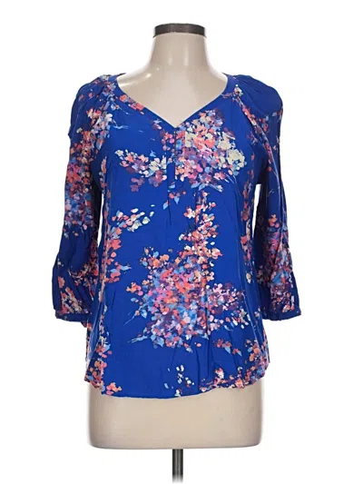 Pre-owned St. John's Bay 3/4 Sleeve Blouse In Blue
