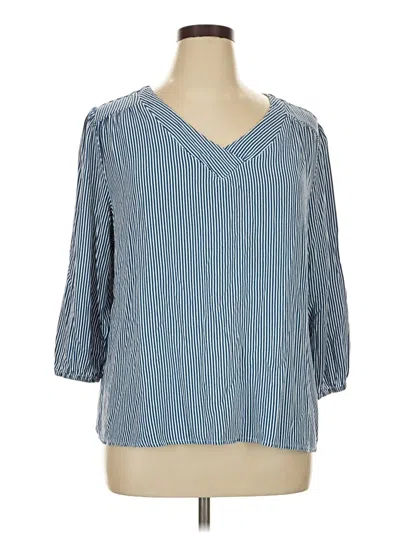 Pre-owned St. John's Bay 3/4 Sleeve Blouse In Blue
