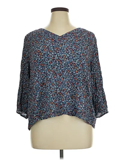 Pre-owned St. John's Bay 3/4 Sleeve Blouse In Blue