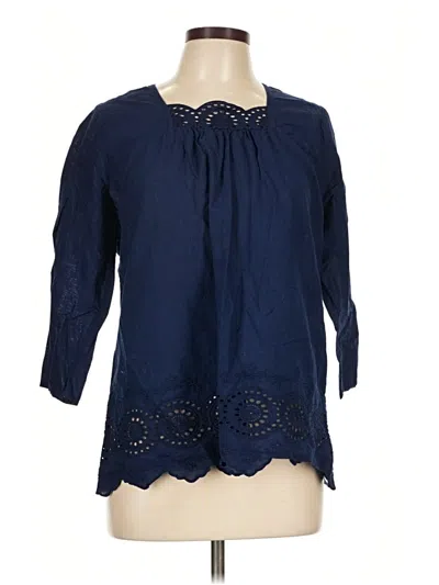 Pre-owned St. John's Bay 3/4 Sleeve Blouse In Blue