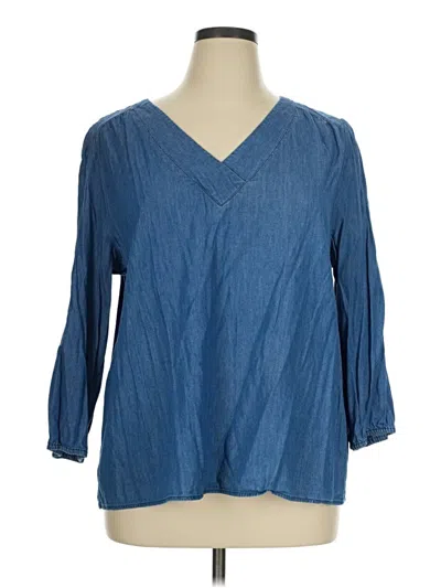 Pre-owned St. John's Bay 3/4 Sleeve Blouse In Blue