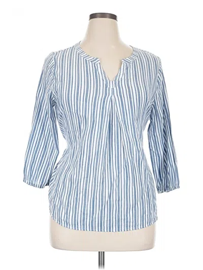 Pre-owned St. John's Bay 3/4 Sleeve Blouse In Blue