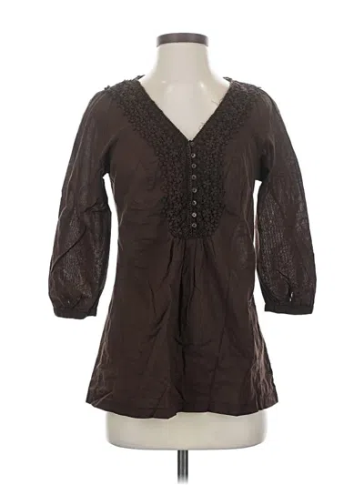 Pre-owned St. John's Bay 3/4 Sleeve Blouse In Brown