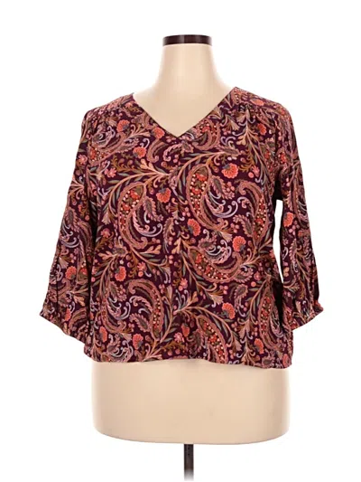 Pre-owned St. John's Bay 3/4 Sleeve Blouse In Brown