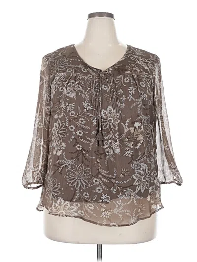 Pre-owned St. John's Bay 3/4 Sleeve Blouse In Brown