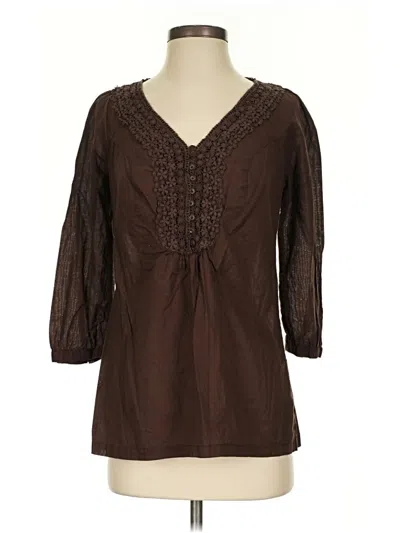 Pre-owned St. John's Bay 3/4 Sleeve Blouse In Brown