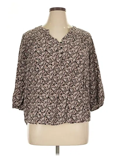 Pre-owned St. John's Bay 3/4 Sleeve Blouse In Brown