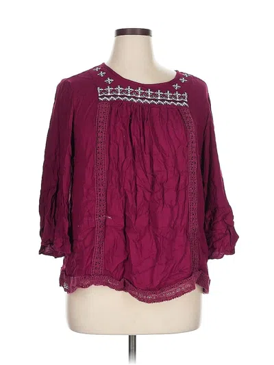 Pre-owned St. John's Bay 3/4 Sleeve Blouse In Burgundy