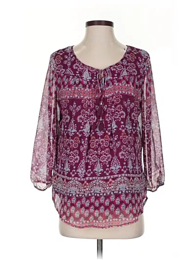 Pre-owned St. John's Bay 3/4 Sleeve Blouse In Burgundy