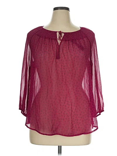 Pre-owned St. John's Bay 3/4 Sleeve Blouse In Burgundy