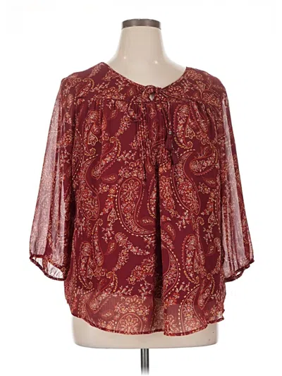 Pre-owned St. John's Bay 3/4 Sleeve Blouse In Burgundy