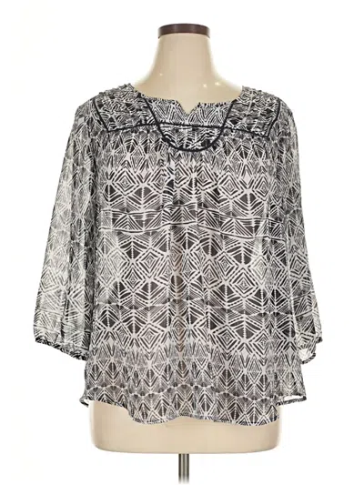 Pre-owned St. John's Bay 3/4 Sleeve Blouse In Gray