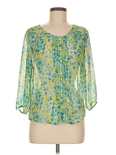 Pre-owned St. John's Bay 3/4 Sleeve Blouse In Green