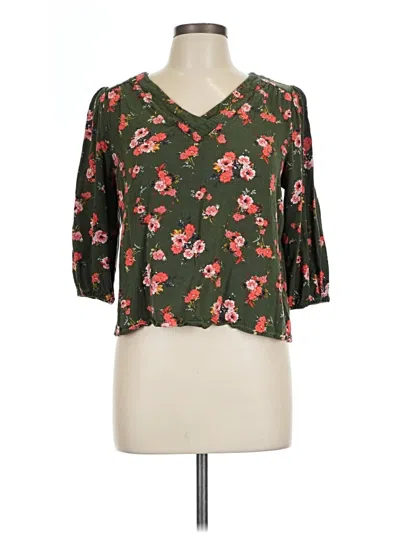 Pre-owned St. John's Bay 3/4 Sleeve Blouse In Green