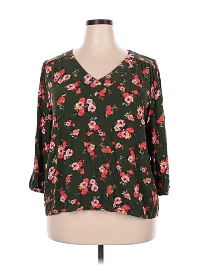 Pre-owned St. John's Bay 3/4 Sleeve Blouse In Green