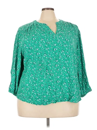 Pre-owned St. John's Bay 3/4 Sleeve Blouse In Green