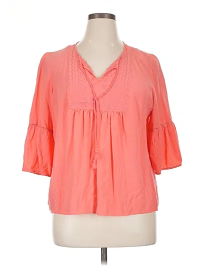 Pre-owned St. John's Bay 3/4 Sleeve Blouse In Orange