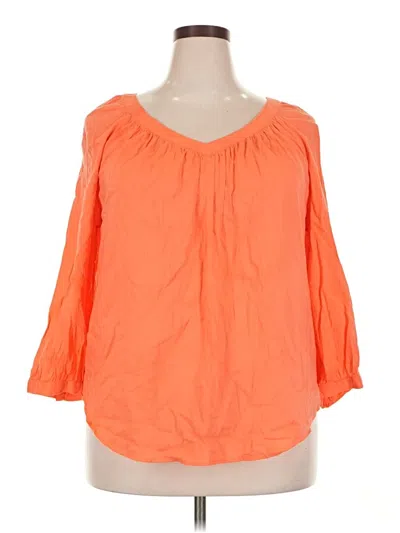 Pre-owned St. John's Bay 3/4 Sleeve Blouse In Orange