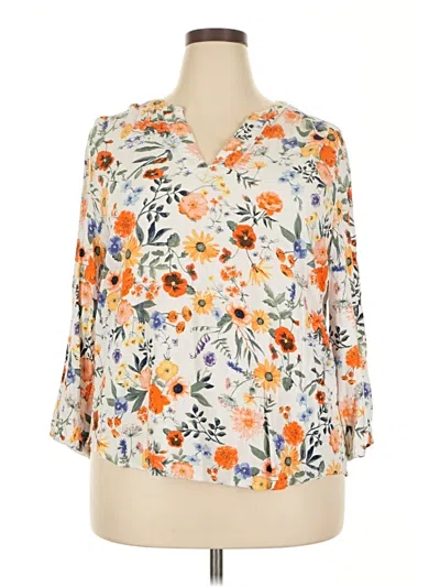 Pre-owned St. John's Bay 3/4 Sleeve Blouse In Orange