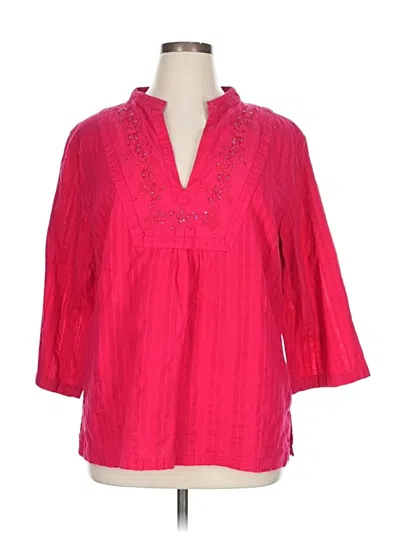 Pre-owned St. John's Bay 3/4 Sleeve Blouse In Pink